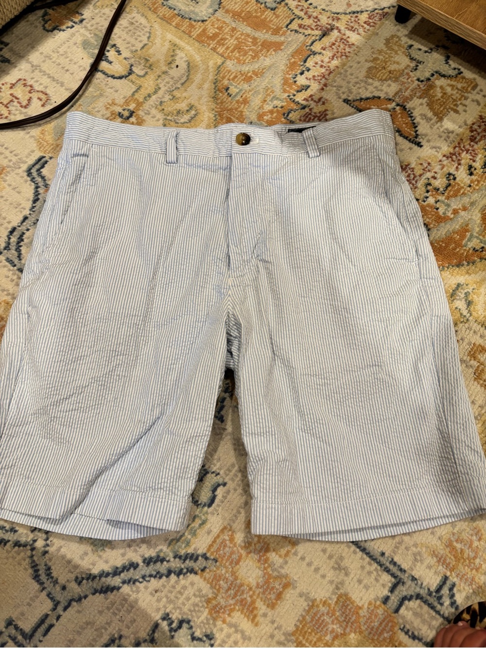 Vineyard Vines Blue and White Seersucker Flat Front Shorts